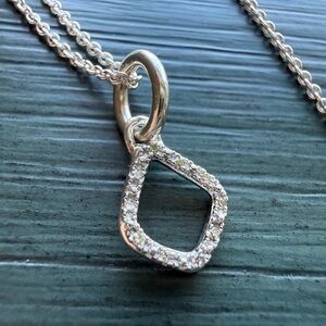 Monica Vinader Riva Mini Kite Diamond Pendant Charm Necklace Sterling Silver